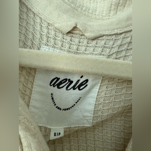 Aerie Waffle Knit Oversized Cropped Shacket Small - Picture 5 of 8